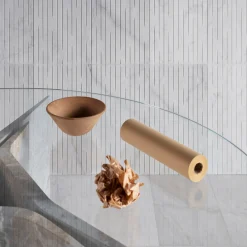 Filo Round Grey Marble & Glass Dining Table