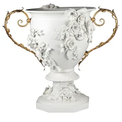 Fiori Floral White & Gold Goblet Vase by Antonio Fullin