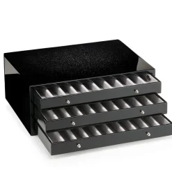 Firenze Black 3-Drawer Pen Box