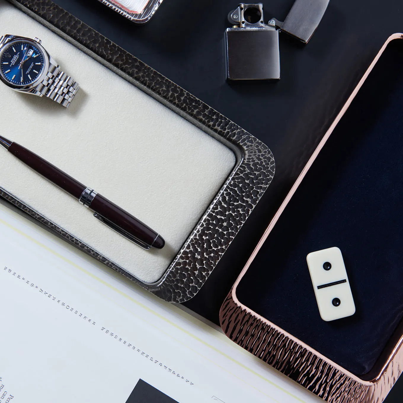 Firenze Rectangular Copper and Blue Empty Pocket Tray