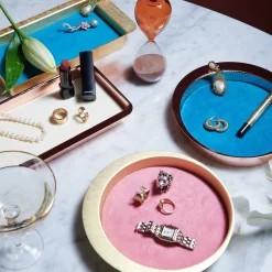 Firenze Round Copper and Light Blue Empty Pocket Tray