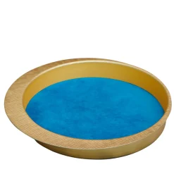 Firenze Round Gold and Light Blue Empty Pocket Tray