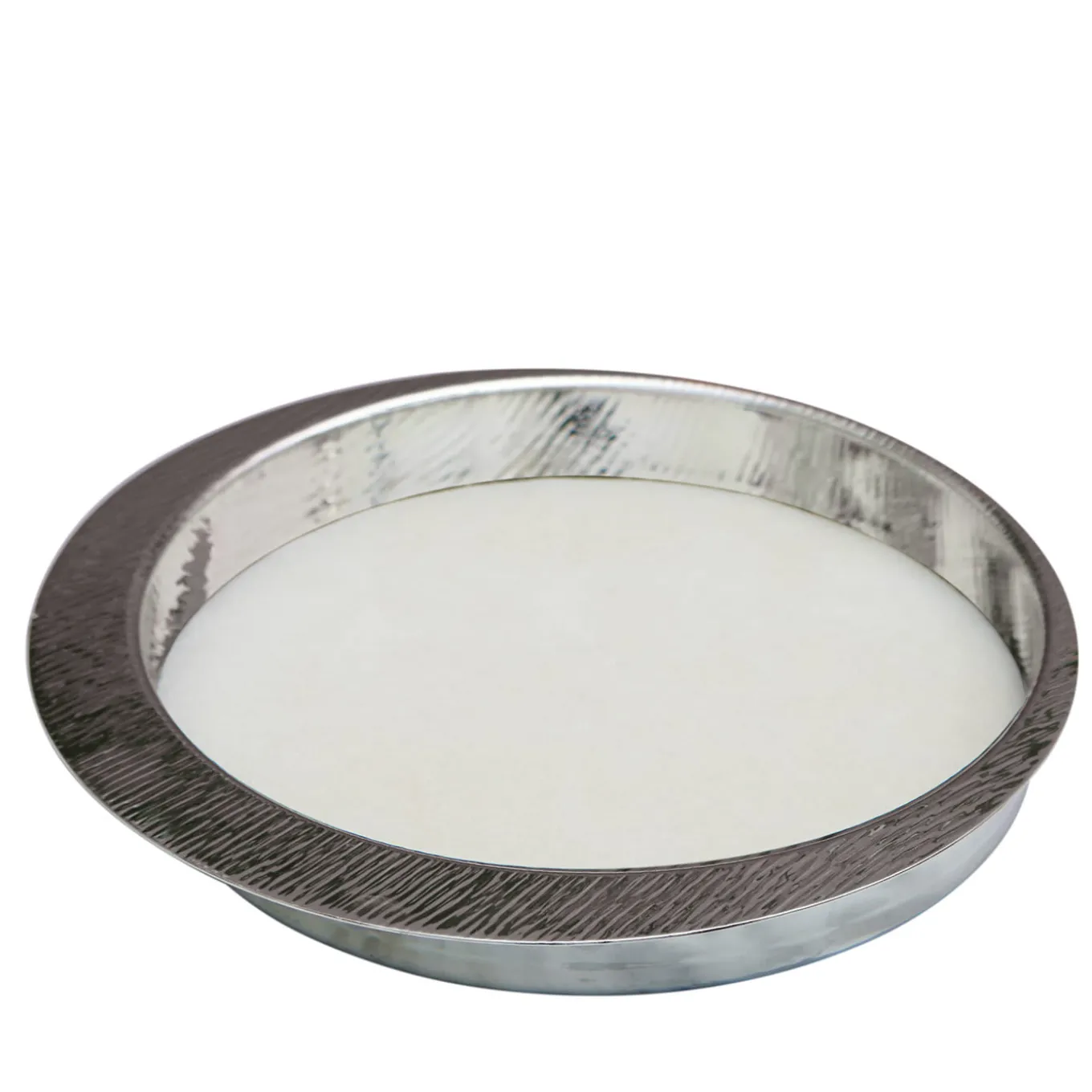 Firenze Round Silver and Cream White Empty Pocket Tray