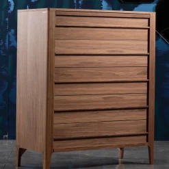 Five-Drawer Walnut Wood Dresser Modo10 Collection