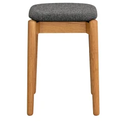 Fizz Low Stool in Oak with Upholstered Seat by Lorenz+Kaz