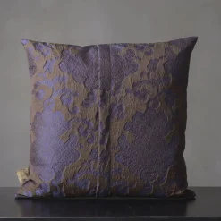 Flannel Square Floral Purple Jacquard Cushion