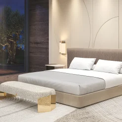 Flare 03 Gray Bench with Champagne Metal Legs