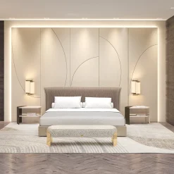 Flare 03 Gray Bench with Champagne Metal Legs