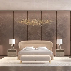 Flare 02 Upholstered Beige Velvet Bed