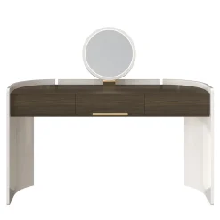 Flare White One Drawer Vanity Desk with LED Mirror