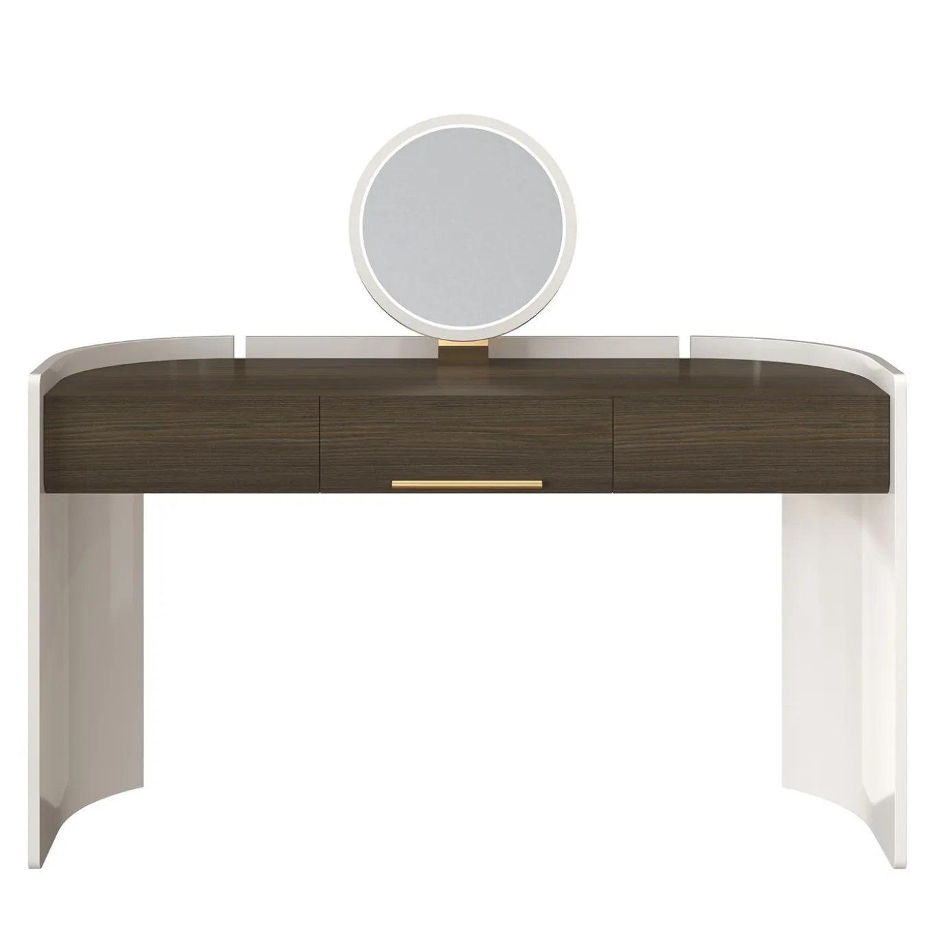 Flare White One Drawer Vanity Desk with LED Mirror