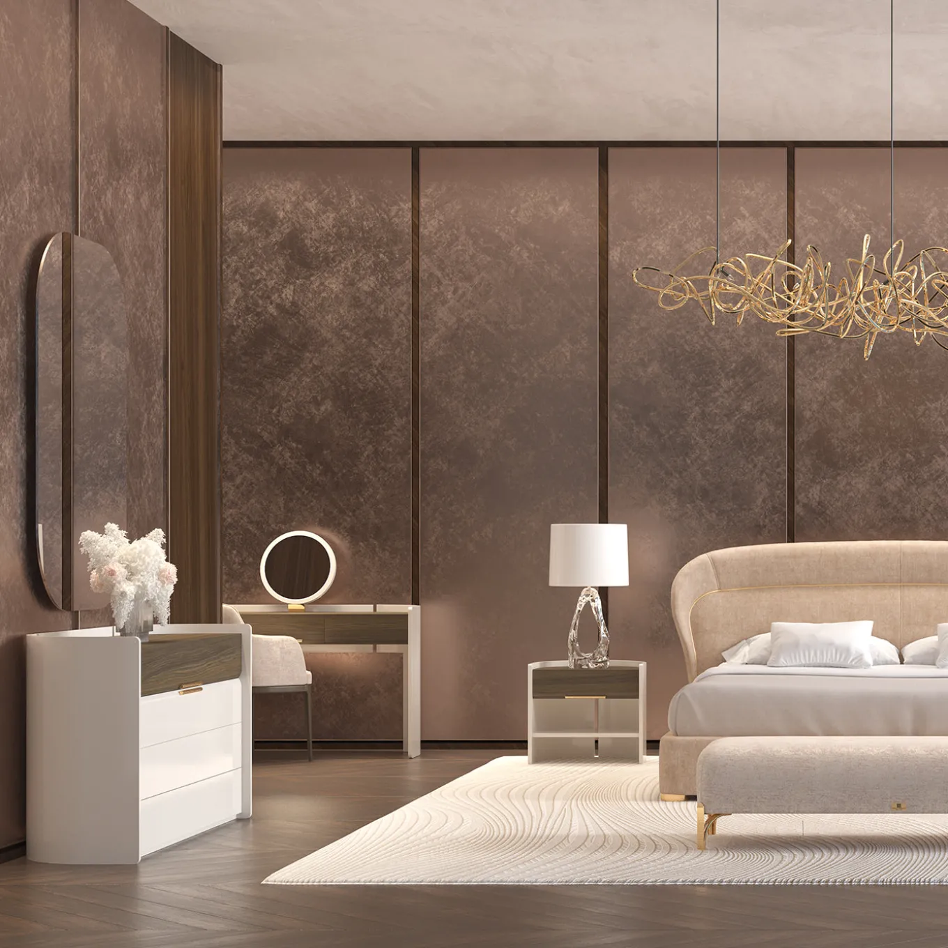 Flare White One Drawer Vanity Desk with LED Mirror