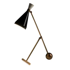 Flipper burnished brass table lamp with black cone