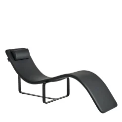 Flipt Black Leather Convertible Armchair and Chaise-longue