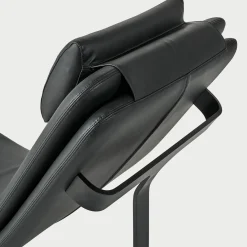 Flipt Black Leather Convertible Armchair and Chaise-longue