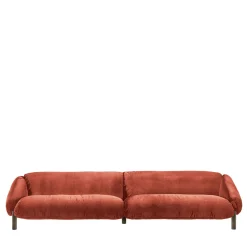 Flo Orange Velvet 4-Seater Sofa by Lorenza Bozzoli