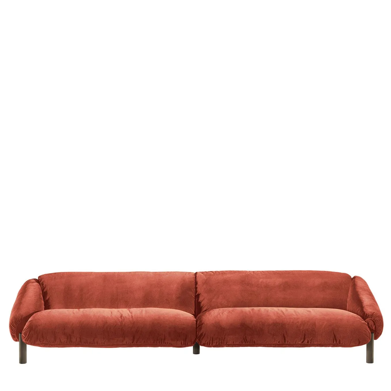 Flo Orange Velvet 4-Seater Sofa by Lorenza Bozzoli