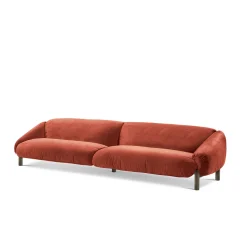 Flo Orange Velvet 4-Seater Sofa by Lorenza Bozzoli