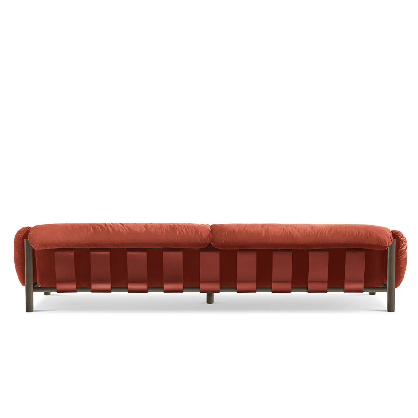 Flo Orange Velvet 4-Seater Sofa by Lorenza Bozzoli