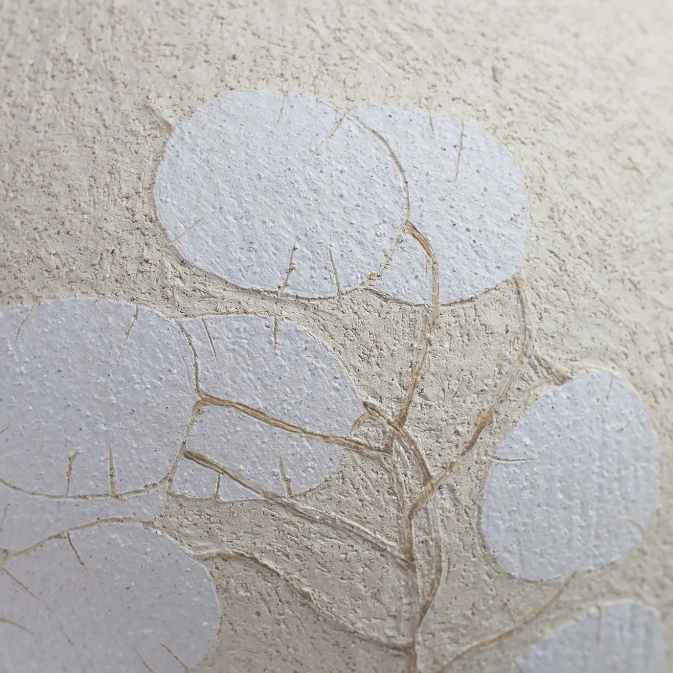 Flora Lunaria white glazed stoneware with floral motif vase