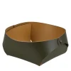 Flora Olive and Mustard Leather Serving Basket