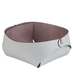 Flora Oyster and Ash Rose Leather Serving Basket