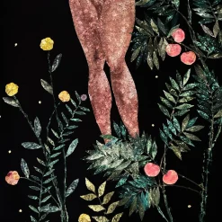 Florae Incantata Peach Tree Black Velvet Tapestry