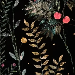 Florae Incantata Tri-Panel Black Velvet Tapestry
