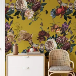 Floral Overlay Dutch Wallpaper