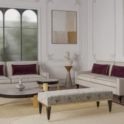 Floral Upholstered Black Brown Bench from Studio Privè Collection