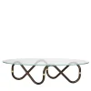 Flow Sinusoidal Oval Coffee Table with Extra Clear Glass Top