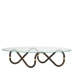 Flow Sinusoidal Oval Coffee Table with Extra Clear Glass Top