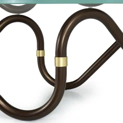 Flow Sinusoidal Oval Coffee Table with Extra Clear Glass Top