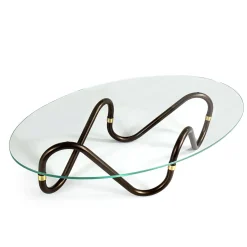 Flow Sinusoidal Oval Coffee Table with Extra Clear Glass Top