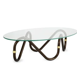 Flow Sinusoidal Oval Coffee Table with Extra Clear Glass Top