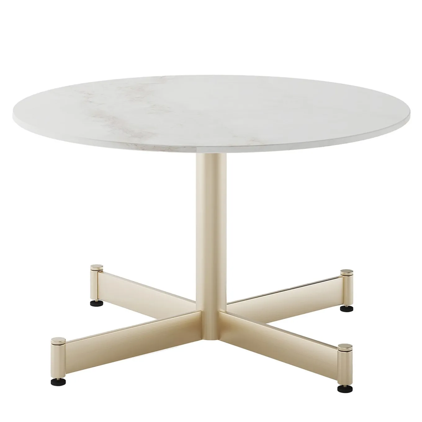Fly Round White ceramic top & Champagne base coffe Table by Braid Design Lab