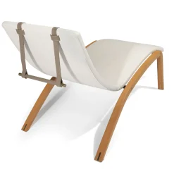 Foil off white fabric with cushion Outdoor Chaise Lounge