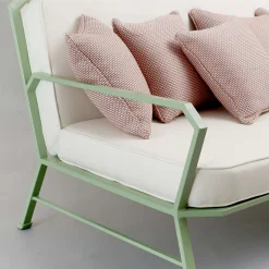 Forest Green and White Sofa by Officina Ciani in Stainless Steel