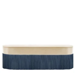 Fringed Beige & Blue Bench
