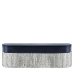 Fringed Blue & Silver Bench