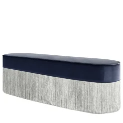 Fringed Blue & Silver Bench