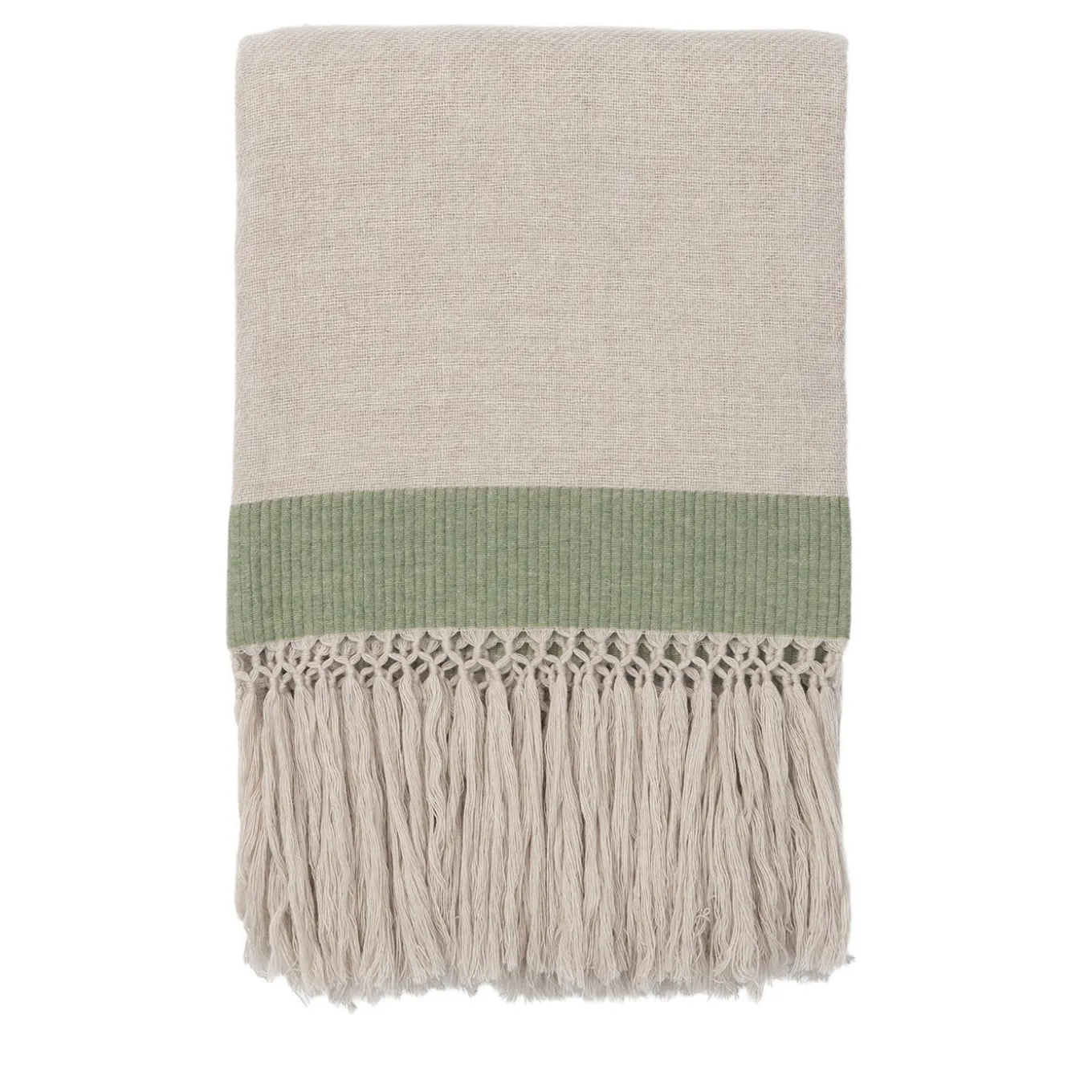 Fringed Green-Banded Blanket