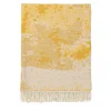 Fringed Plaster-Effect Mustard Blanket