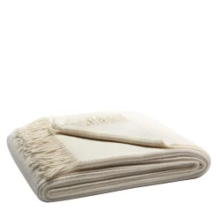 Fringed Rice Grain-Jaquard 100% Cashmere Cream Blanket