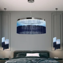 Fringes Large Blue Chandelier
