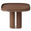 Fritz Glossy Steel & Brown Leather Side Table by Pulina Exclusive Interiors