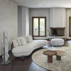 Fritz Glossy Steel & Brown Leather Side Table by Pulina Exclusive Interiors