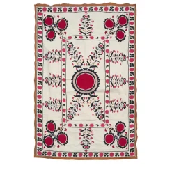Fuchsia Suzani Printed Cotton Tablecloth