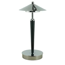 Fujiko Chrome Finish And Black Wood Rechargeable Table Lamp