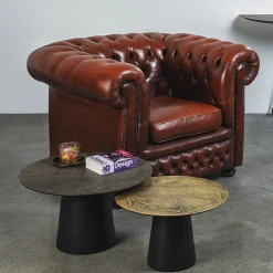 Fungo Small Round Coffee Table With Gold Leaf On Spatulated Resin Top